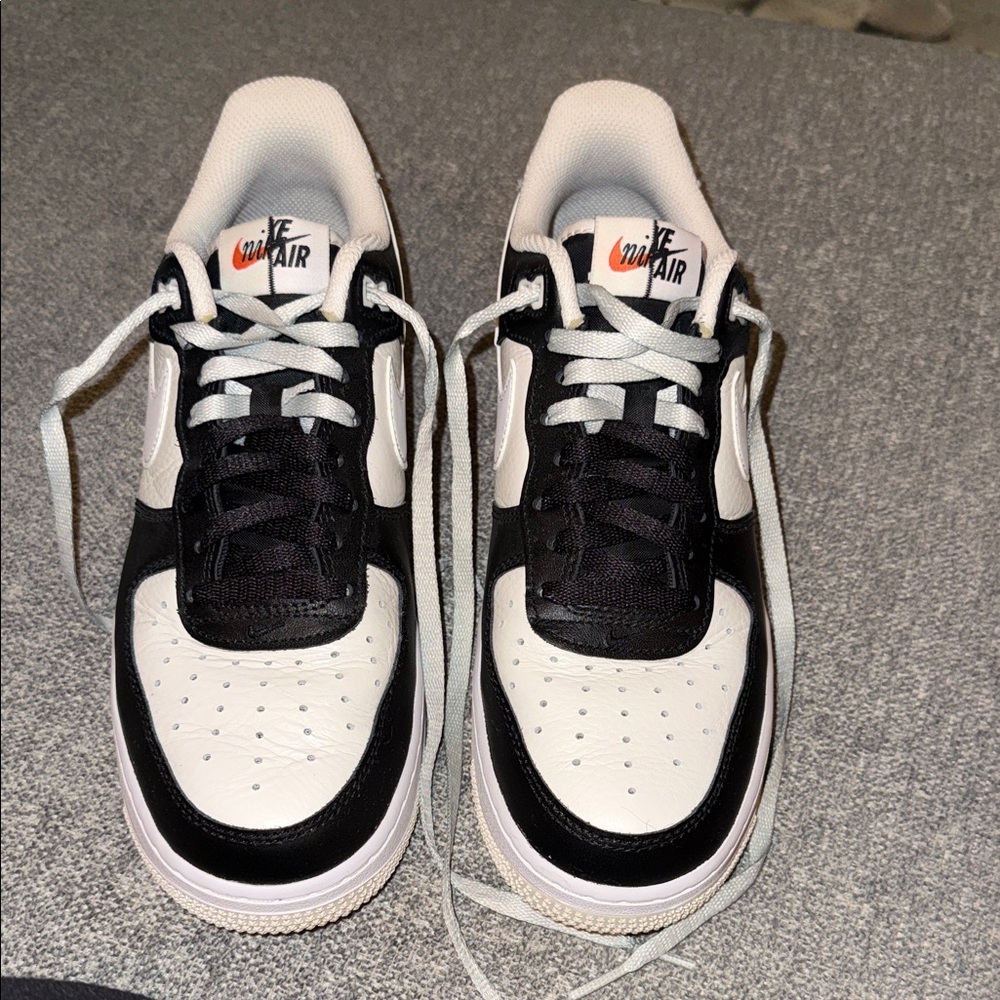 Nike Black White Sneakers with Orange Tongue Logo